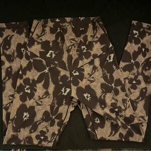 Aerie Offline brown and cream floral leggings